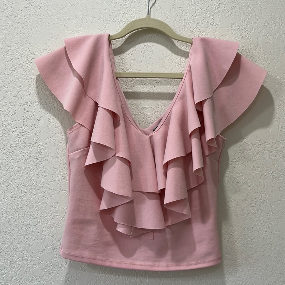 Brand: Nylon London Apparel, Light Pink Ruffle Top.